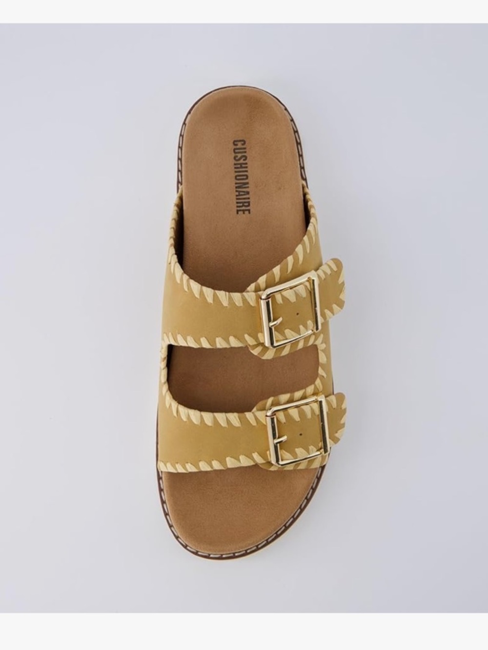 Cushionaire Wyatt Women's Double-Buckle Slide Sandal - Tan
